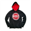 UNISEX 2-TONE OFFICIAL SEAL PULLOVER FRENCH TERRY FLEECE HOODY  - BLACK/RED
