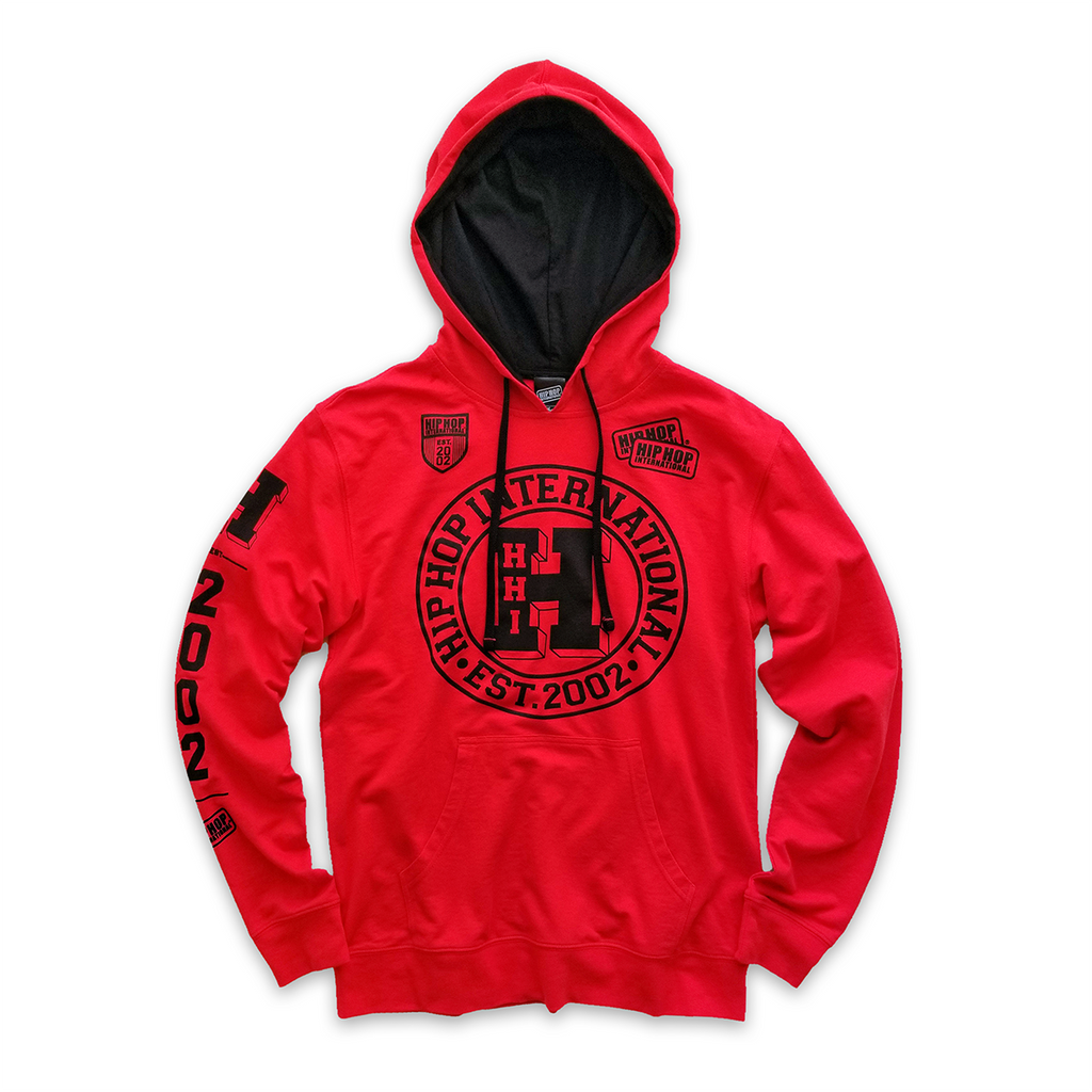 UNISEX 2-TONE NEW VARSITY SEAL PULLOVER HOODY - RED/BLACK