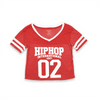 WOMENS SHORT SLEEVE CROP MESH FOOTBALL JERSEY T-SHIRT WITH CONTRAST TAPING - RED/WHITE